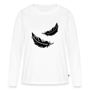 Deux plumes volantes - T-shirt manches longues Premium bio Femme - blanc - Devant - Julia (174cm)