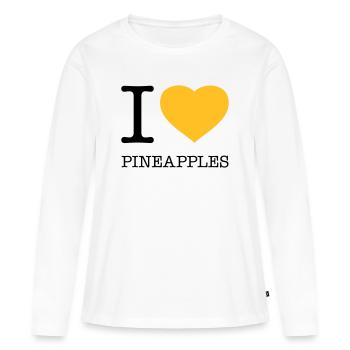 J’AIME LES ANANAS Ananas - T-shirt manches longues Premium bio Femme - blanc - Devant - Julia (174cm)
