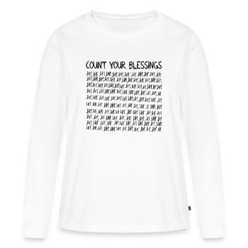 Count Your Blessings - T-shirt manches longues Premium bio Femme - blanc - Devant - Julia (174cm)