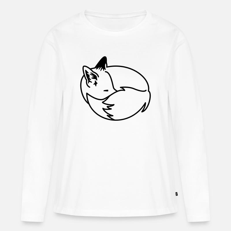 Fuchs eingekuschelt – Kawaii Fox Cartoon Design - Frauen Premium Bio Langarmshirt - Weiß