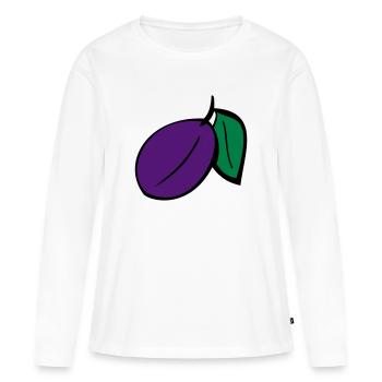 Prune - T-shirt manches longues Premium bio Femme - blanc - Devant - Julia (174cm)