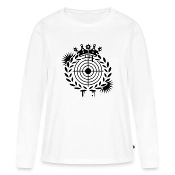 Cible avec couronne et la baie - T-shirt manches longues Premium bio Femme - blanc - Devant - Julia (174cm)