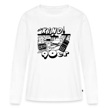 90er Party , Mottoparty , Mauerfall Edition (25) - Frauen Premium Bio Langarmshirt - Weiß - Vorne - Julia (174cm)