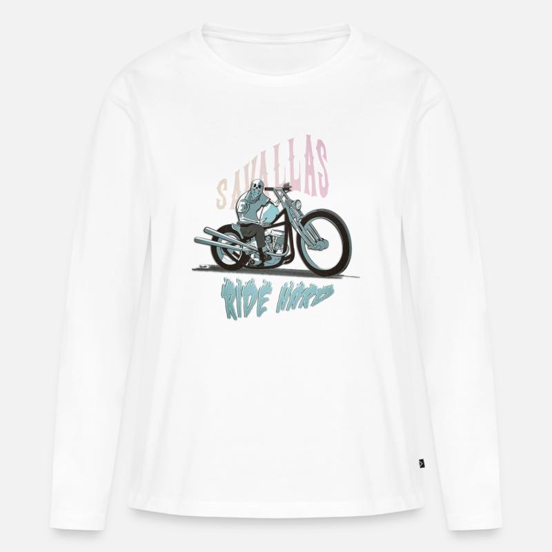 Ride Hard - Frauen Premium Bio Langarmshirt - Weiß