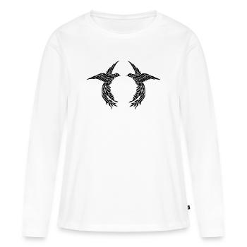 Deux oiseaux - T-shirt manches longues Premium bio Femme - blanc - Devant - Julia (174cm)