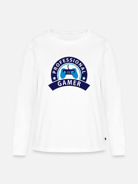 prof_gamer_1 - Frauen Premium Bio Langarmshirt - Weiß