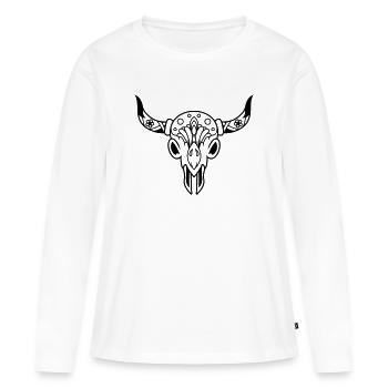 Schädel mit Hörnern - Frauen Premium Bio Langarmshirt - Weiß - Vorne - Julia (174cm)