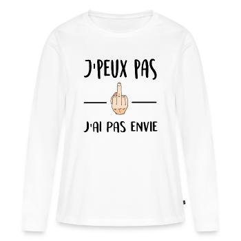 J'peux pas j'ai pas envie - T-shirt manches longues Premium bio Femme - blanc - Devant - Julia (174cm)