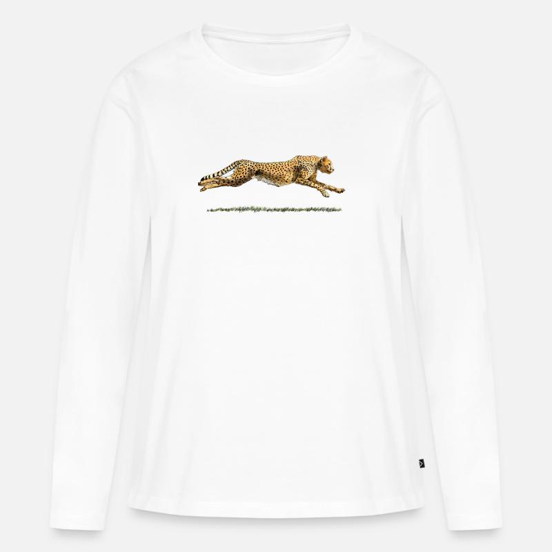 Leopard - Frauen Premium Bio Langarmshirt - Weiß