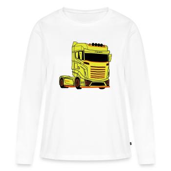 Chauffeur de camion Chauffeur de camion Camion Brummi - T-shirt manches longues Premium bio Femme - blanc - Devant - Julia (174cm)