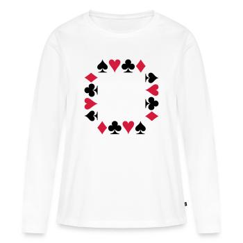 Cartes - Poker - Bridge - T-shirt manches longues Premium bio Femme - blanc - Devant - Julia (174cm)