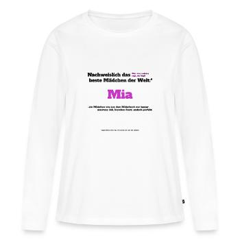 Ich bin Mia - Mia als Vorname - Mädchen - Frauen Premium Bio Langarmshirt - Weiß - Vorne - Julia (174cm)
