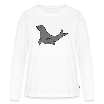 Seehund - Frauen Premium Bio Langarmshirt - Weiß - Vorne - Julia (174cm)