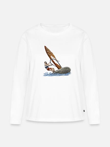 Windsurfing - Frauen Premium Bio Langarmshirt - Weiß