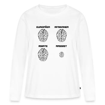 Rassistengehirn.png - Frauen Premium Bio Langarmshirt - Weiß - Vorne - Julia (174cm)