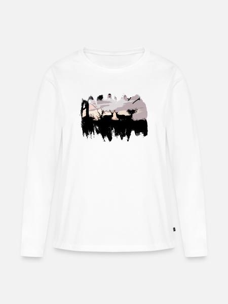 Hirschartigen im Ansatz - Frauen Premium Bio Langarmshirt - Weiß