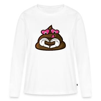 Lächelnder Scheißhaufen mit Herzaugen - Liebe - Frauen Premium Bio Langarmshirt - Weiß - Vorne - Julia (174cm)