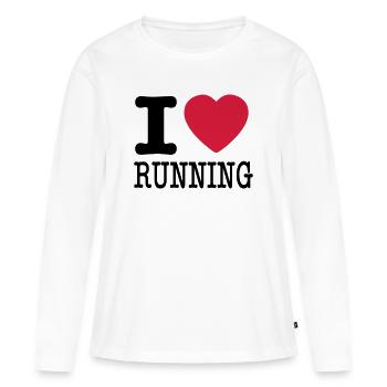 j'aime la course en cours d'exécution / J'aime - T-shirt manches longues Premium bio Femme - blanc - Devant - Julia (174cm)