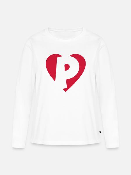 Herz P - I love P - Buchstabe P - Frauen Premium Bio Langarmshirt - Weiß