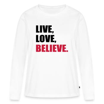 La foi - T-shirt manches longues Premium bio Femme - blanc - Devant - Julia (174cm)
