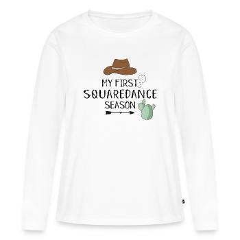 square Dance - T-shirt manches longues Premium bio Femme - blanc - Devant - Julia (174cm)