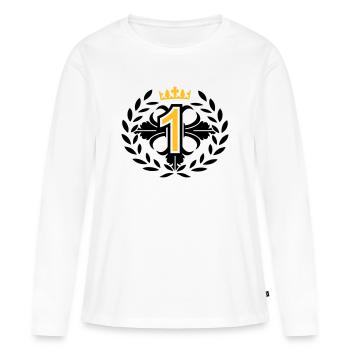 Die Nummer Eins mit Lorbeerkranz und Krone - Frauen Premium Bio Langarmshirt - Weiß - Vorne - Julia (174cm)