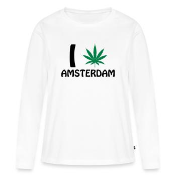 I Love Amsterdam - T-shirt manches longues Premium bio Femme - blanc - Devant - Julia (174cm)