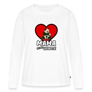Mama ist die Liebste - Mutter, Muttertag, Geschenk - Frauen Premium Bio Langarmshirt - Weiß - Vorne - Julia (174cm)