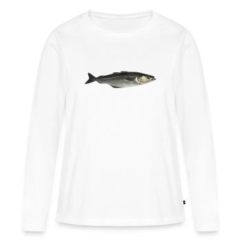 poisson - T-shirt manches longues Premium bio Femme - blanc - Devant - Julia (174cm)