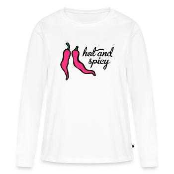 2541614 15404274 chili - T-shirt manches longues Premium bio Femme - blanc - Devant - Julia (174cm)