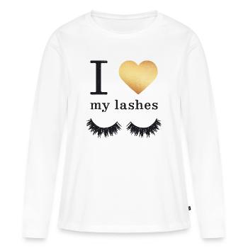 Lange Wimpern Mascara - Frauen Premium Bio Langarmshirt - Weiß - Vorne - Julia (174cm)