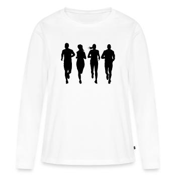 couple en cours d'exécution - T-shirt manches longues Premium bio Femme - blanc - Devant - Julia (174cm)