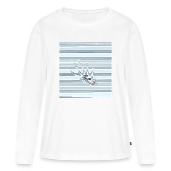Yacht im Linienmeer - Frauen Premium Bio Langarmshirt - Weiß - Vorne - Julia (174cm)