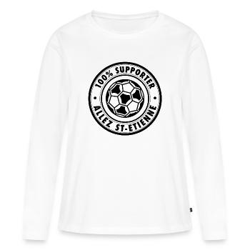100 pour cent SUPPORTER ST-ETIENNE - T-shirt manches longues Premium bio Femme - blanc - Devant - Julia (174cm)