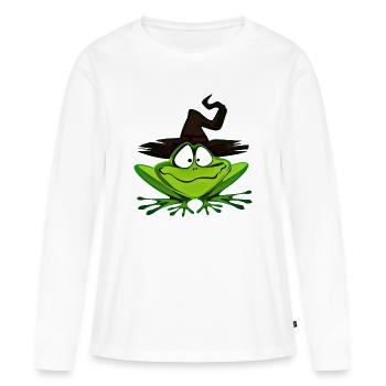sorcières grenouilles - T-shirt manches longues Premium bio Femme - blanc - Devant - Julia (174cm)