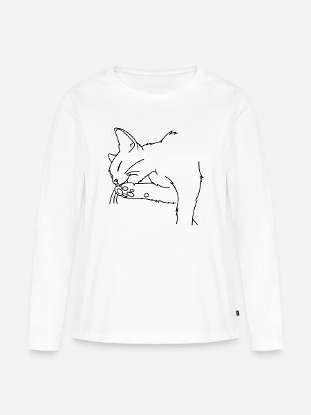 Katze - Frauen Premium Bio Langarmshirt - Weiß