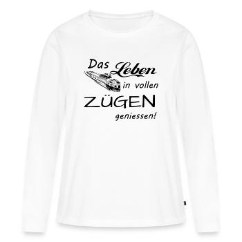 Das Leben geniessen - Frauen Premium Bio Langarmshirt - Weiß - Vorne - Julia (174cm)