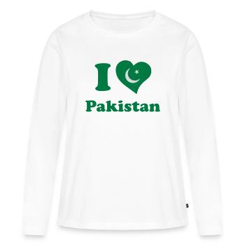 I love Pakistan - J'aime le Pakistan - T-shirt manches longues Premium bio Femme - blanc - Devant - Julia (174cm)