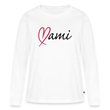 Mami Herz | Heart - T-shirt manches longues Premium bio Femme - blanc - Devant - Julia (174cm)