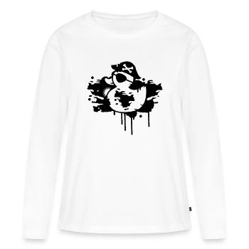 Piraten Gummi Ente mit einem Piraten Hut und - Frauen Premium Bio Langarmshirt - Weiß - Vorne - Julia (174cm)