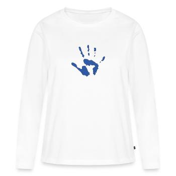 Empreinte de main - T-shirt manches longues Premium bio Femme - blanc - Devant - Julia (174cm)