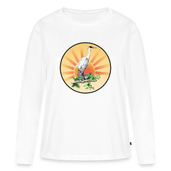 Héron cendré - T-shirt manches longues Premium bio Femme - blanc - Devant - Julia (174cm)