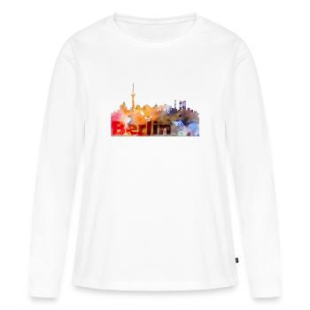 Berlin - Frauen Premium Bio Langarmshirt - Weiß - Vorne - Julia (174cm)