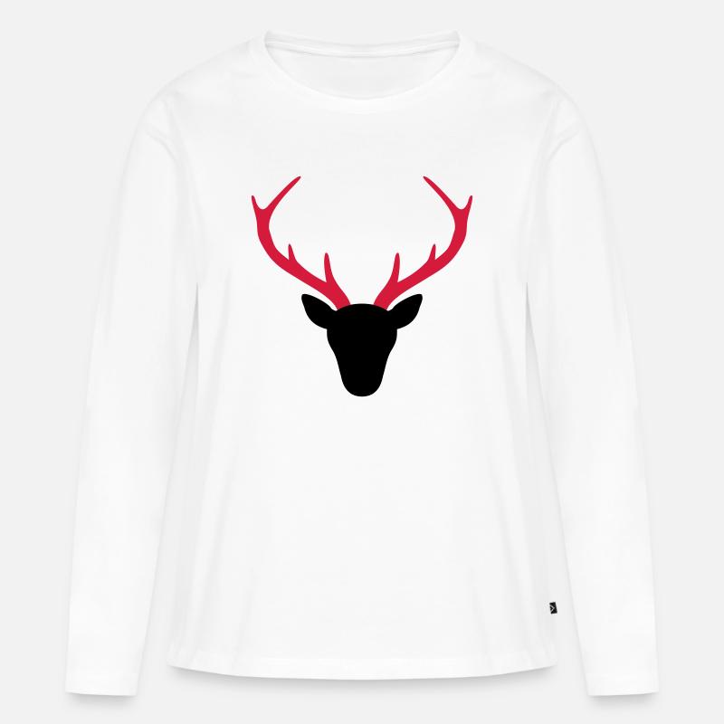 Hirsch Geweih Jäger Geschenk - Frauen Premium Bio Langarmshirt - Weiß
