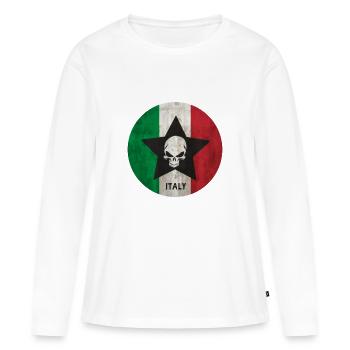 Italie étoile avec tête de mort dans le cadeau rétro - T-shirt manches longues Premium bio Femme - blanc - Devant - Julia (174cm)