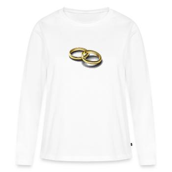 anneaux de mariage - T-shirt manches longues Premium bio Femme - blanc - Devant - Julia (174cm)