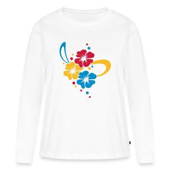 Bouquet de fleurs avec ruban - T-shirt manches longues Premium bio Femme - blanc - Devant - Julia (174cm)
