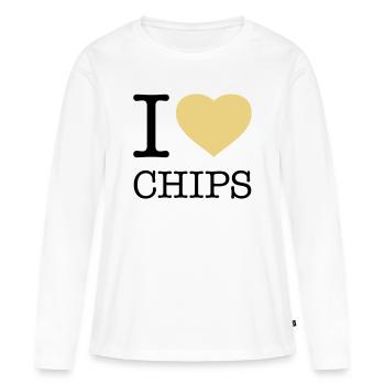 I LOVE CHIPS - T-shirt manches longues Premium bio Femme - blanc - Devant - Julia (174cm)