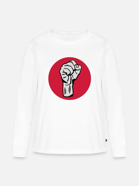 Faust - Protest - Demokratie - Frauen Premium Bio Langarmshirt - Weiß
