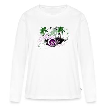 Haut-parleur de musique avec des palmiers - T-shirt manches longues Premium bio Femme - blanc - Devant - Julia (174cm)